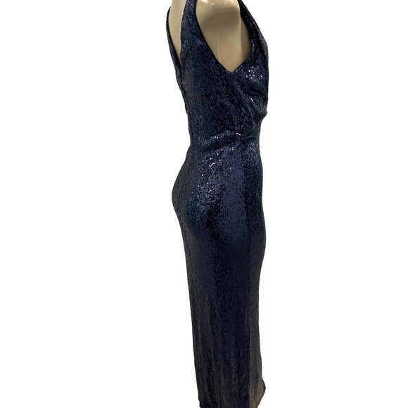 Women's Betsey & Adam Navy Blue Evening Sequin Gown ( 4 ) - Picture 8 of 10